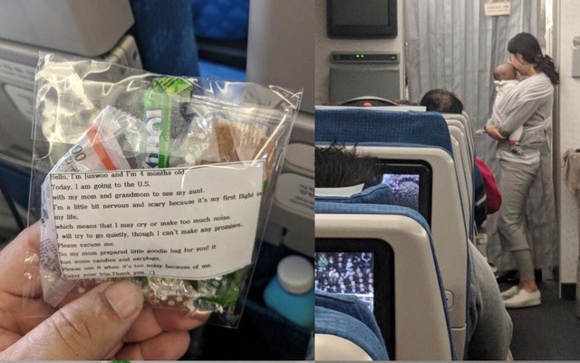 Chuyến bay 10 tiếng và mẩu giấy nhắn của bà mẹ người Hàn Quốc "gây bão" mạng xã hội thế giới