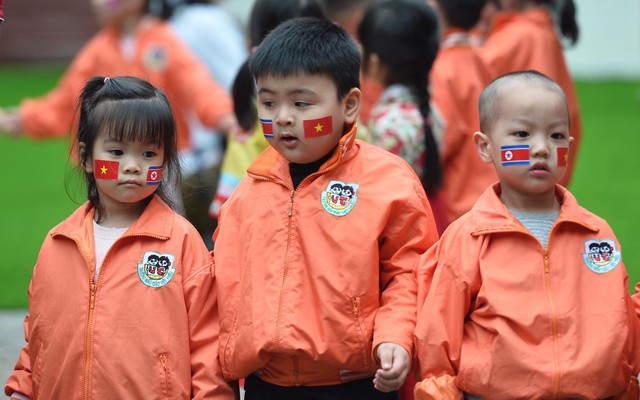 Học sinh trường mẫu giáo Việt Triều háo hức đón phái đoàn Triều Tiên tới thăm