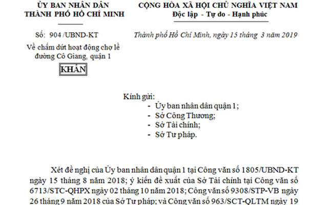 TPHCM ra công văn khẩn, 'xóa' chợ tạm Cô Giang