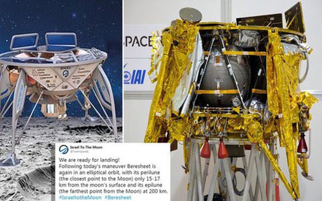 Tàu vũ trụ của Israel thất bại khi hạ cánh mềm xuống Mặt trăng