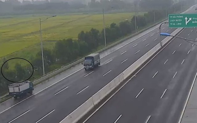 Nữ tài xế xe tải ngang nhiên chạy ngược chiều trên cao tốc Hà Nội - Hải phòng