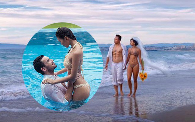 Ảnh cưới mặc bikini nóng bỏng, táo bạo của 3 mỹ nhân showbiz Việt