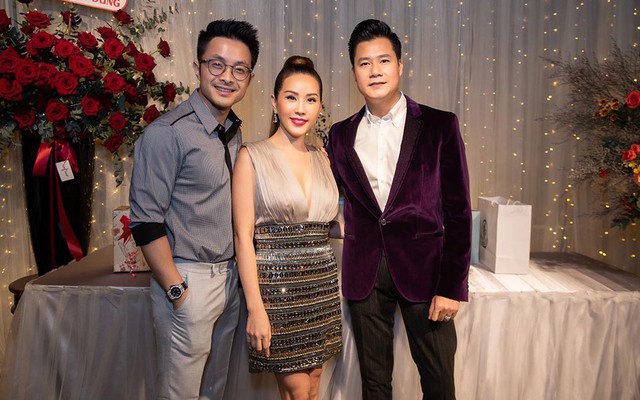 Hoa hậu Thu Hoài diện đầm tiền tỷ gợi cảm dự sinh nhật ca sĩ Quang Dũng
