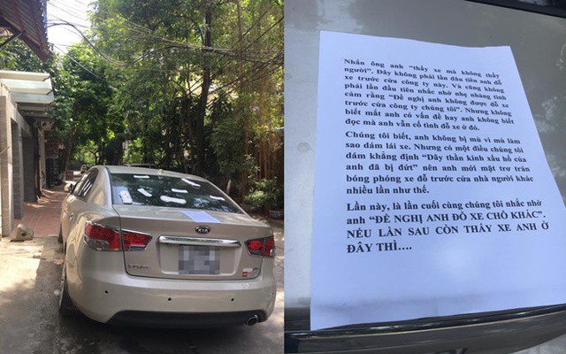 Đậu ô tô trước cửa công ty lạ, tài xế "tái mặt" vì tờ giấy thông báo dán trên xe