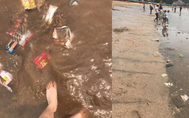 Kinh hãi cảnh rác nổi lềnh bềnh ở bãi biển Đồ Sơn, du khách vẫn vô tư xuống tắm
