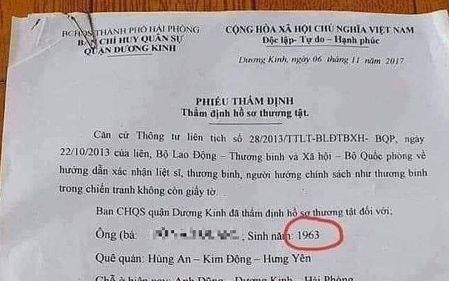 Hải Phòng xác minh việc cựu quân nhân 2 tuổi nhập ngũ, 7 tuổi xuất ngũ