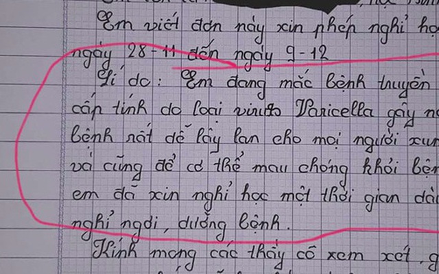 Thấy học sinh viết đơn xin nghỉ do mắc bệnh "truyền nhiễm cấp tính virus gây ra", cô giáo tức tốc hỏi thăm nào ngờ nhận phải cú lừa hài hước