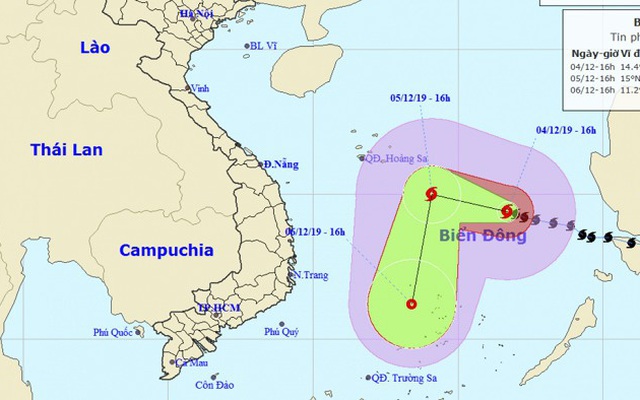 Bão Kammuri cách quần đảo Trường Sa hơn 400km, giật cấp 12