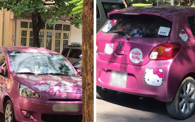 Cô giáo NEU 'chơi lớn' với ô tô màu hồng đầy hình Hello Kitty, bên trong tràn ngập gấu bông: Hóa ra tất cả đều vì con gái!