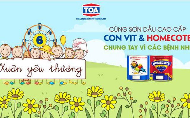 Cùng sơn dầu bóng cao cấp con vịt và homecote mang "Xuân yêu thương" đến các bệnh nhi